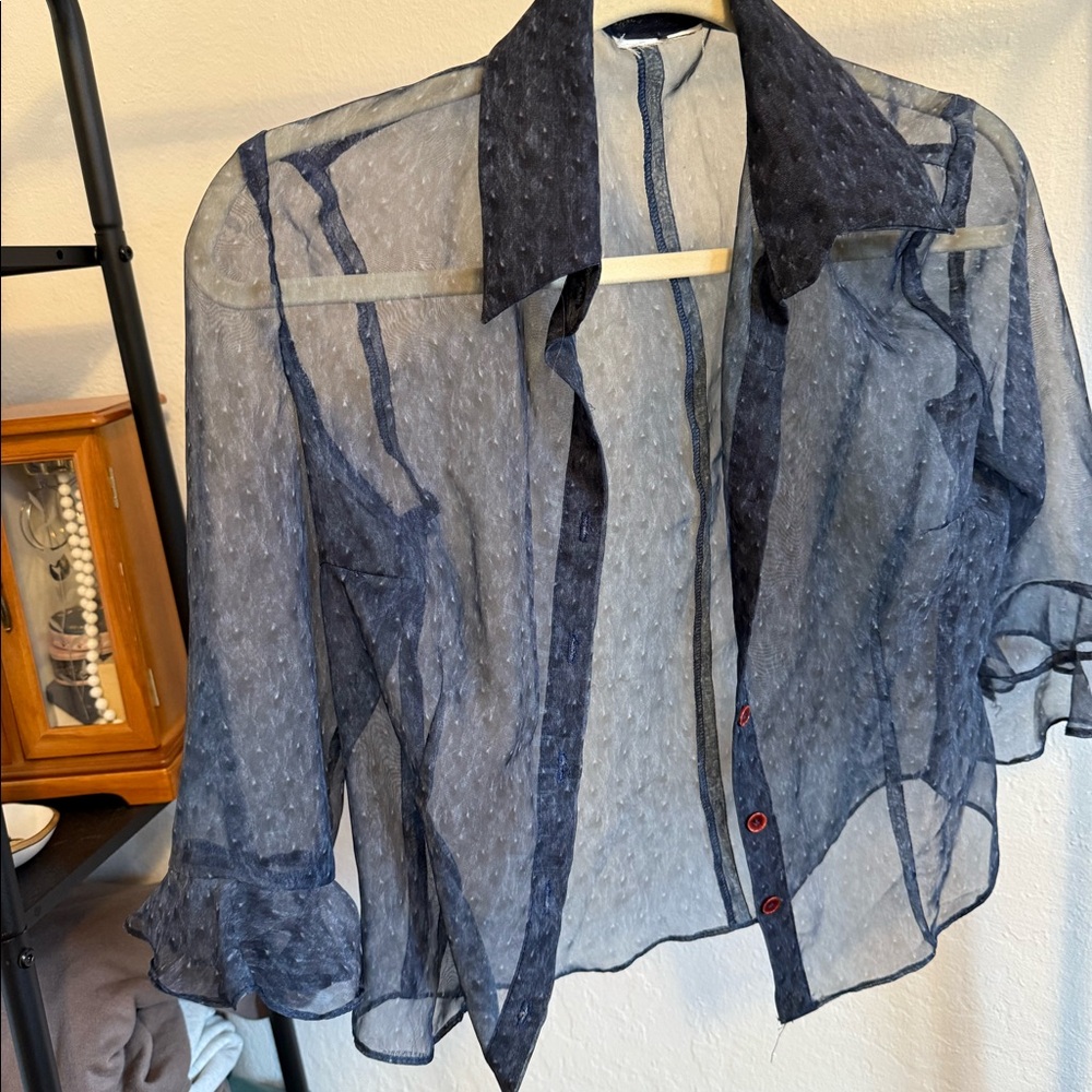 Sheer button down top
